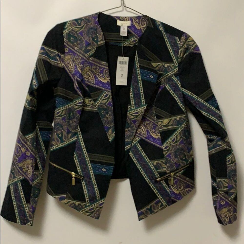 MWT CHICO’S MOTO PAISLEY STRIPED JACKET SI…
